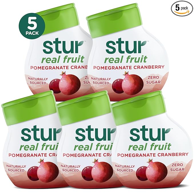Stur Liquid Water Enhancer | Pomegranate Cranberry | Naturally Sweetened | High in Vitamin C & Antioxidants | Sugar Free | Zero Calories | Keto | Vegan | 5 Bottles, Makes 120 Drinks