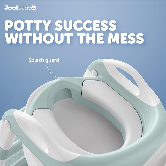 Jool Baby Potty Training Seat with 2 Step Ladder for Toddlers - Splash Guard, Adjustable Height (Aqua)