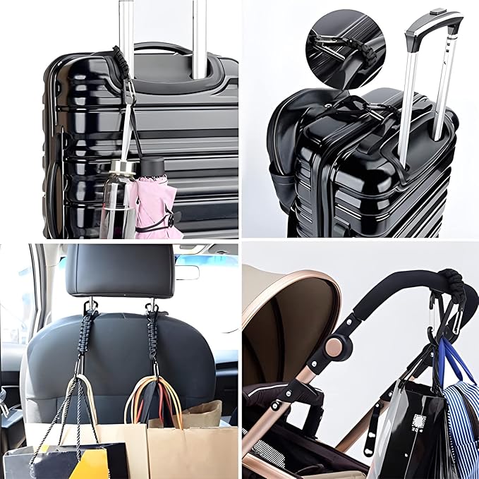 BRAVESHINE Paracord Keychain Carabiner Clip, D Ring Lanyard Hanger Stroller Hook for Water Bottle, Key, Backpacks, Men, Women