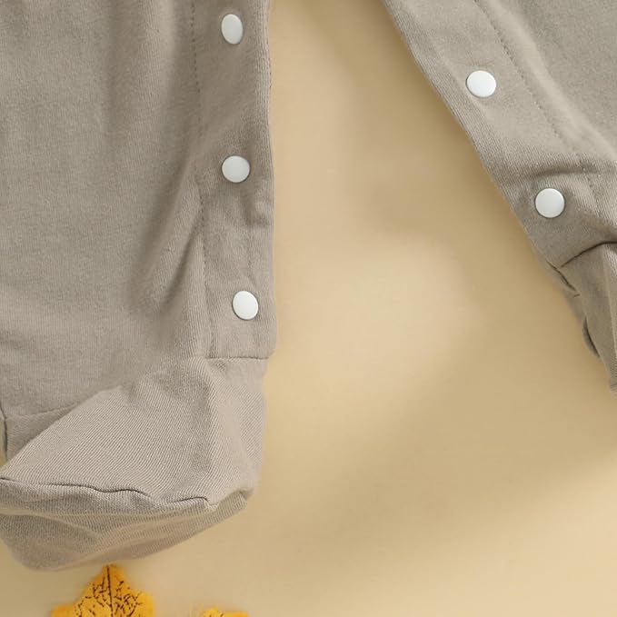 woshilaocai Baby Fall Outfit Boy Girl Plaid Embroidered Collar Romper Footie Infant Halloween Clothes