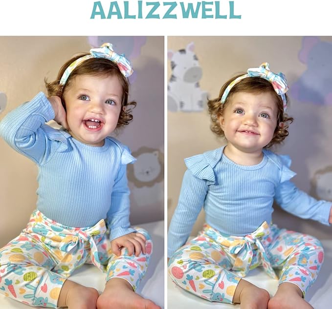 Aalizzwell Preemie Newborn Infant Baby Girls Clothes Ribbed Romper Bodysuit Pants Set Fall Winter Outfits