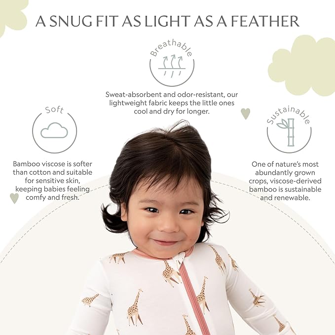 Bamboo Little Soft Baby Footie Pajamas, Baby Clothes, Newborn Sleepers, 95% Viscose and 5% Spandex, 0-24 Months