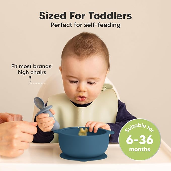 KeaBabies 2-Pack Baby Bowls with Suctions, Lids - Silicone Toddler Suction Bowls for Baby Boy, Girl, Kids, Food Grade Silicone, BPA-Free, Dishwasher Safe, Toddler Eating Essentials (Valiant)