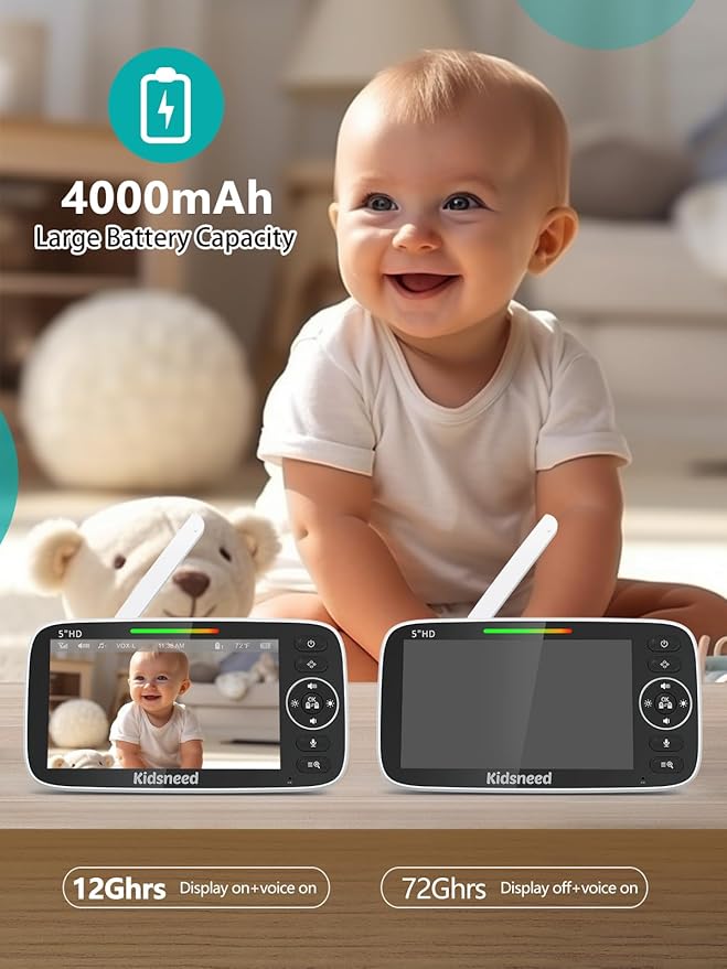 Kidsneed 5" Split Baby Monitor with 2 HD 720P Cameras