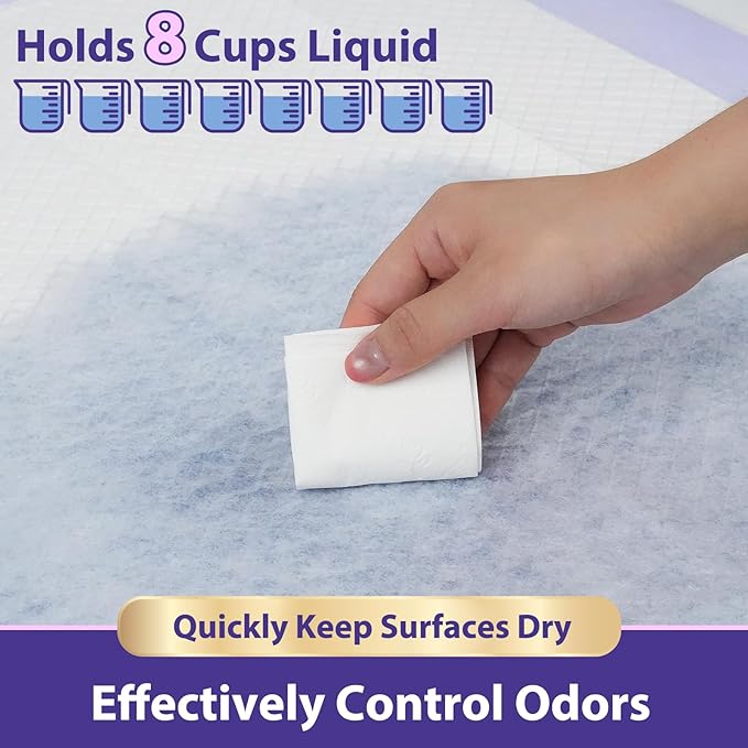 130 Grams Heavy Duty Bed Pads 36''X36'',50 Count Purple Disposable Underpads Extra Large Chucks Pads Incontinence Pads for Adult, Senior, Kids and Pet