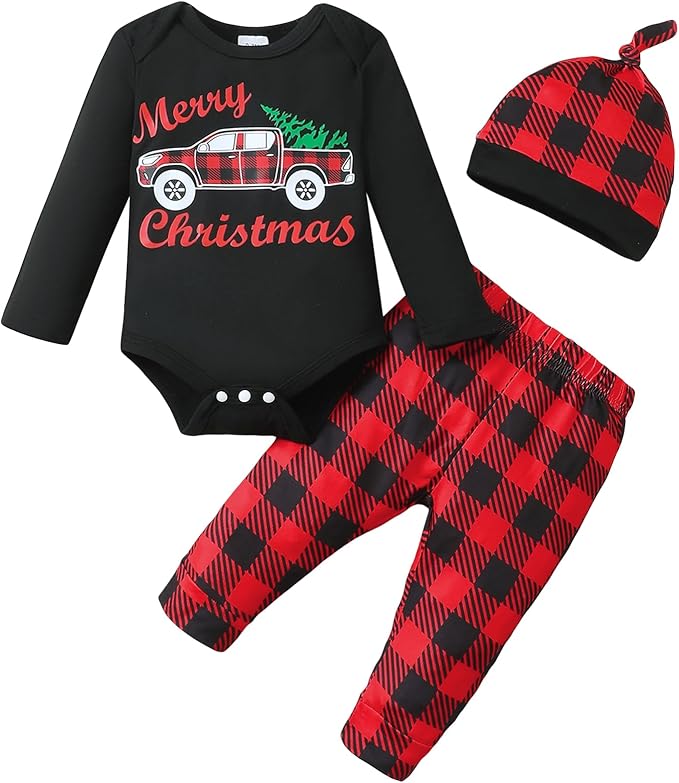 SUNNY PIGGY Baby Boy Clothes Newborn Infant Boys Outfits Romper Hat Pants 3PC Set 0-3 3-6 6-12 12-18 Month Clothing Gift