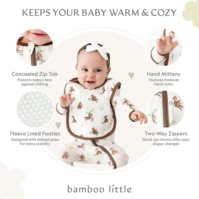 Bamboo Little Soft Baby Footie Pajamas, Baby Clothes, Newborn Sleepers, 95% Viscose and 5% Spandex, 0-24 Months