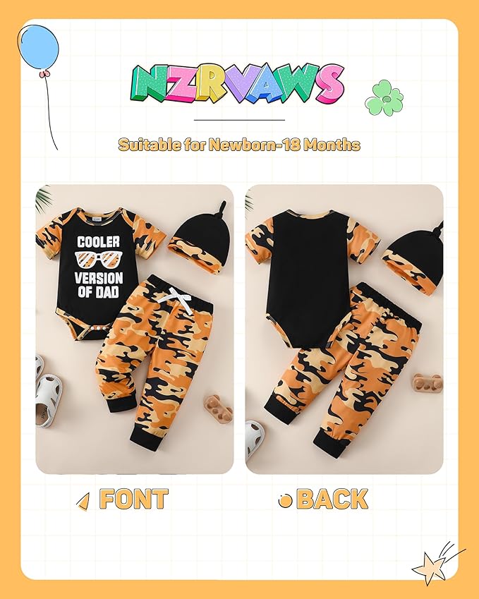 NZRVAWS Newborn Baby Boy Clothes Outfits Letter Prined Romper Pants Set Infant Baby Boy Clothing 0 3 6 9 12 18 Months