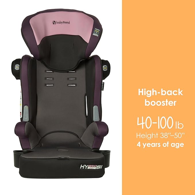 Baby Trend Hybrid SI 3-in-1 Combination Booster Car Seat with Side Impact Protection, Dash Orchid