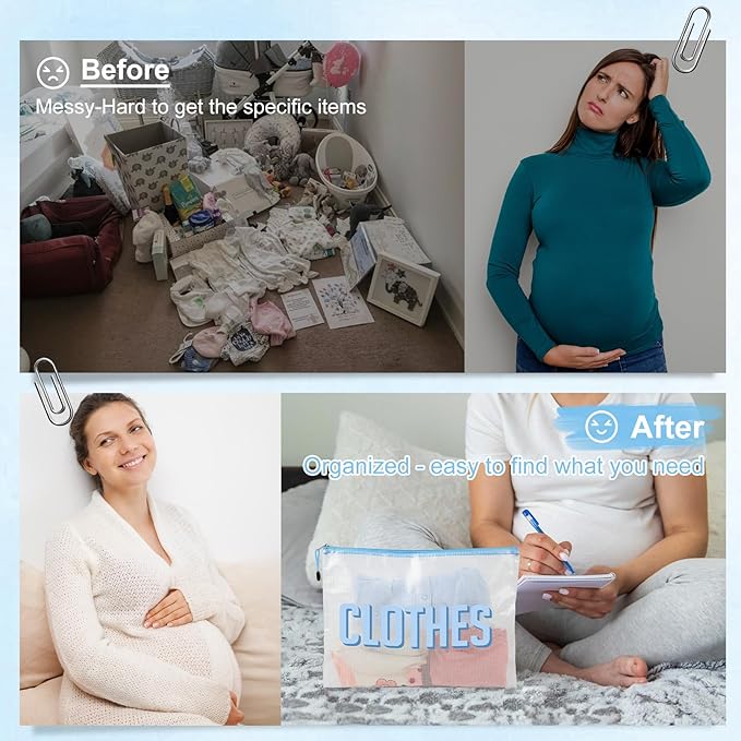 3pcs Hospital Bag Organizing Pouches for Labor and Delivery, Maternity Essentials Diaper Bag Organizer for Mom Travel - Blue/White