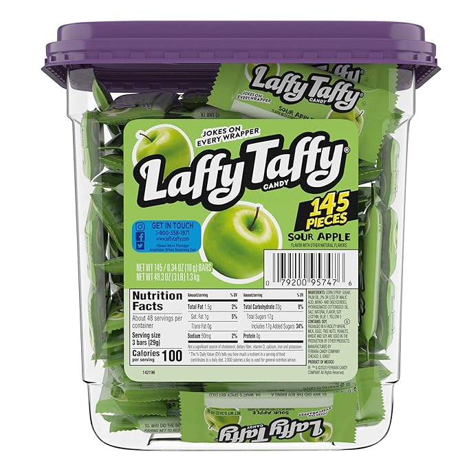 Laffy Taffy Candy, Sour Apple Flavor, 145 Pieces