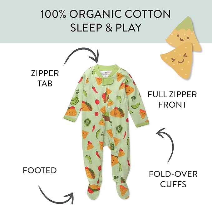 HonestBaby Sleep & Play Footed One-piece Pajama Sleeper 100% Organic Cotton, Baby Boys