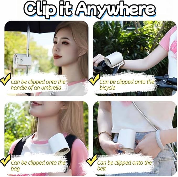 Small Clip on Fan Portable USB Mini Fan 2025 Upgrade,0-100 Speed Adjustment, Rechargeable Personal With LED Display for Umbrella,Desk,Dorm,Camping,Stroller,Golf,Gym,Beach Travel Outdoors-White