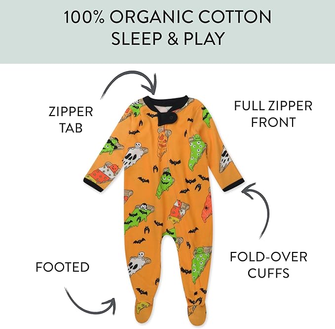 HonestBaby Baby Celebration Sleep & Play Footed One-Piece Pajama Sleeper 100% Organic Cotton