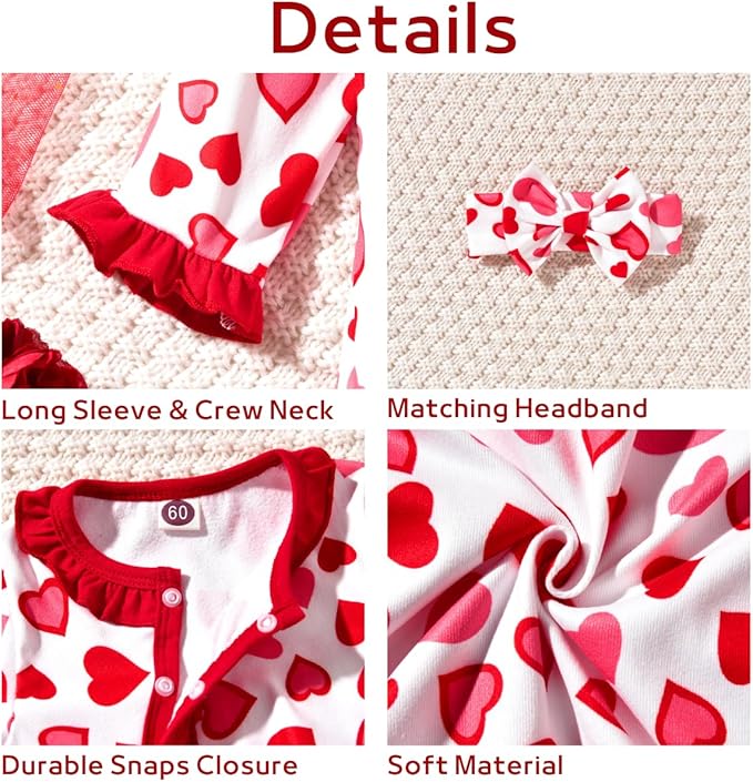 Aalizzwell Baby Girls Romper Outfit Fall Winter Clothes with Accessories