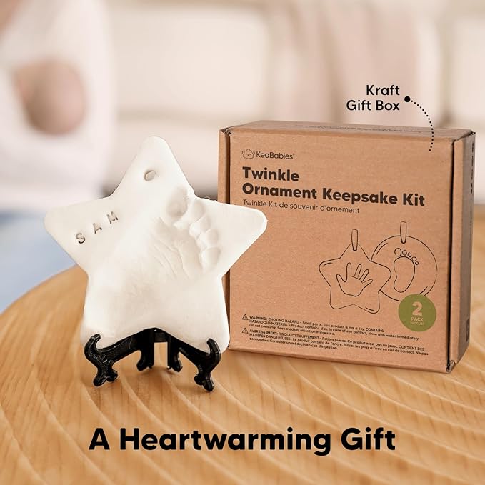 Baby Handprint Footprint Ornament Keepsake Kit - Newborn Imprint Ornament Kit for Baby Girl, Boy - Personalized New Baby Gifts for New Parents - Hand Print Christmas Ornament Maker (Multi-Colored)