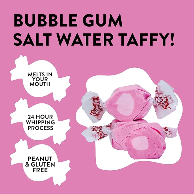 Taffy Town Saltwater Taffy, Bubble Gum, 2.5Lb