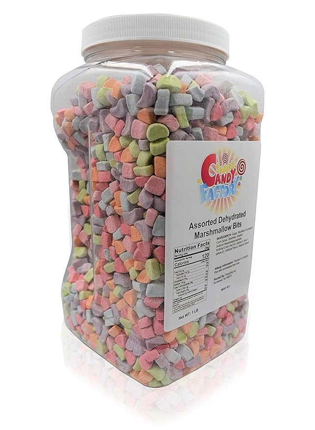 Sarah's Candy Factory Assorted Dehydrated Marshmallow Bits in Jar, 1lb PACK 1