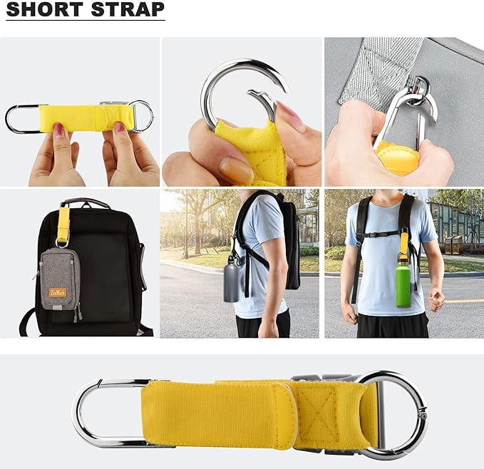 Elastic Jacket Gripper with D-Ring Hook and Buckle, ZINZ D-Ring Hook Baggage Suitcase Straps Belts Travel Accessories, Makes Your Hands Free