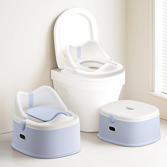 3-in-1 Toddler Potty Training Toilet for Boys and Girls Multi-use Baby Potty Chair for Toddlers 1-3 Training Potty Seat Toddler Toilet Baby Potty Training Seat with Step Stool (Blue)