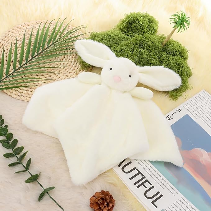 Apricot Lamb Stuffed Animals Cream Bunny Rabbit Security Blanket Infant Nursery Character Blanket Luxury Snuggler Plush Baby Lovey(Cream Bunny)