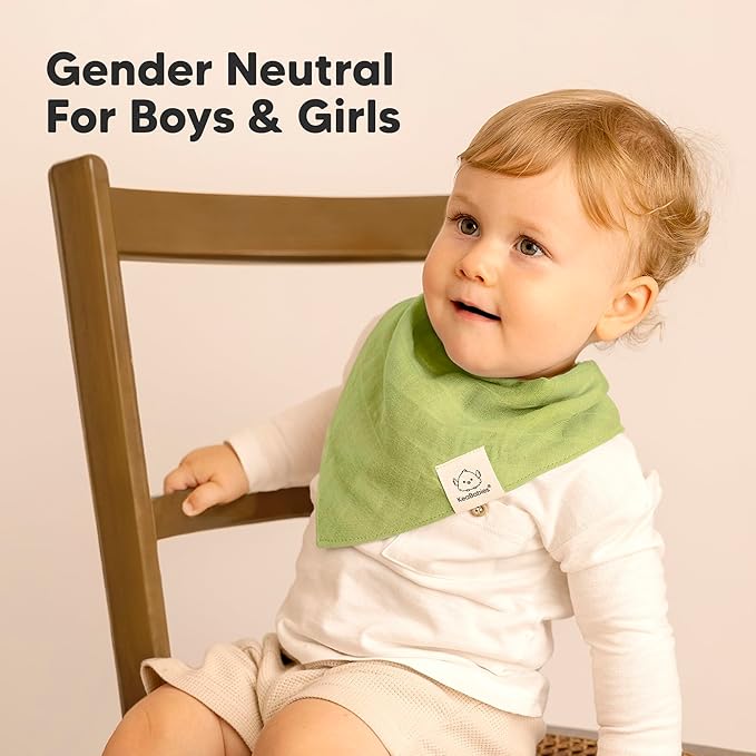 8-Pack Muslin Baby Bibs for Boys, Girls - Muslin Bandana Drool Bibs for Baby Girl & Boy, Drooling Newborn, Teething Toddler, Infant 0-36 Months, 100% Cotton Extra Absorbent & Soft (Primeval)