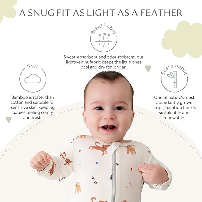 Bamboo Little Soft Baby Footie Pajamas, Baby Clothes, Newborn Sleepers, 95% Viscose and 5% Spandex, 0-24 Months