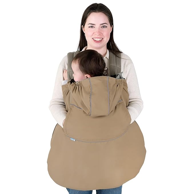 JAN & JUL Waterproof Baby Carrier Cover for Rain, Universal Fit for Car Seats and Strollers (Soft Brown)
