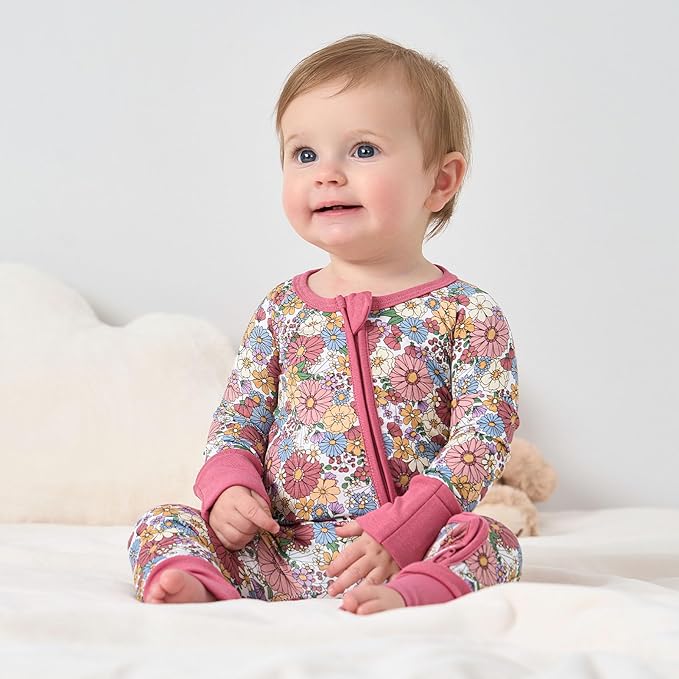 pureborn Baby Infant Boys Girls Sleeper Snug Fit Viscose from Bamboo Pajamas 0-24 Months