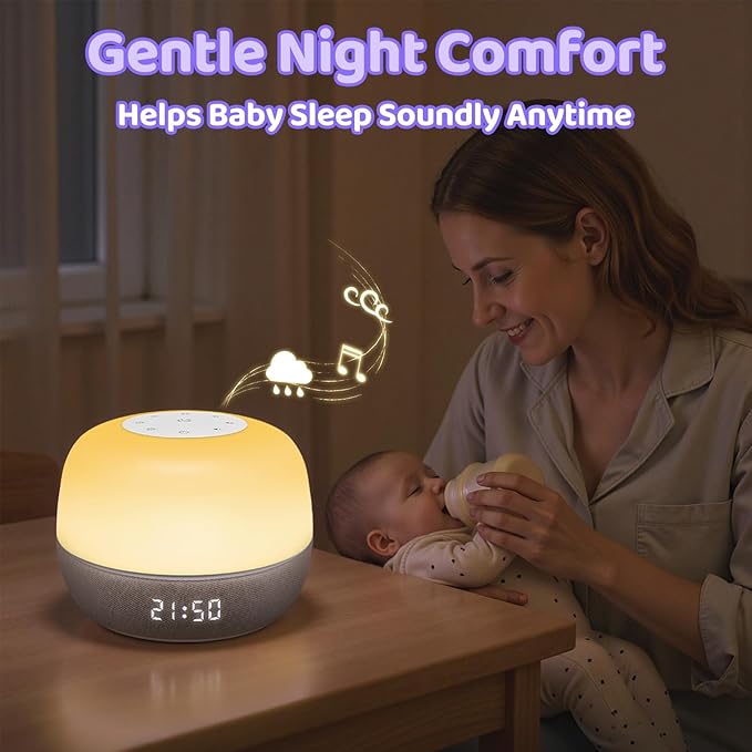 2025 Mom's Choice Awards | White Noise Sound Machine Baby with Sunrise Alarm & App Control – Sound Machine with 360 RGB Night Light, Sleep Soother for Adults & Kids, Baby Essentials for Newborns