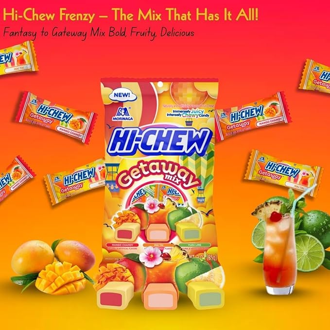 Hi Chew Candy Variety Mix, Pack of 4 Bags – 12 Flavor Assortment of Soft & Chewy Fruit Candy – Includes Fantasy Mix, Sweet & Sour, Berry, and Dessert Flavors – Individually Wrapped for Sharing & Snacking