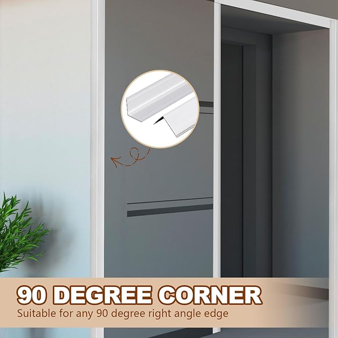 Therwen 30 Pcs Aluminum Alloy Metal Molding Corner Guards 48 x 1.2 x 1.2 Inches Wall Corner Guard Protectors with 90° Angle Door Frame Cabinet Baseboard Protector for Edge Wall Decoration (Sliver)