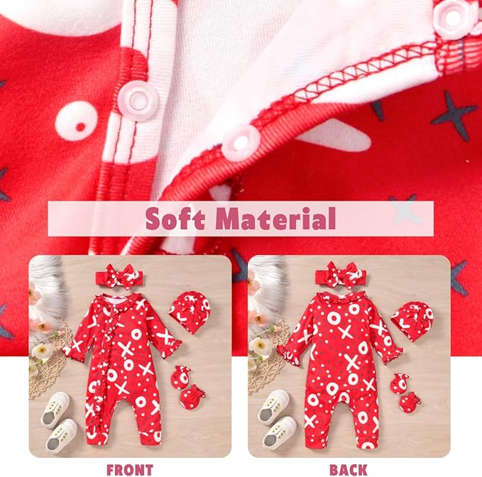 Aalizzwell Baby Girls Romper Outfit Fall Winter Clothes with Accessories