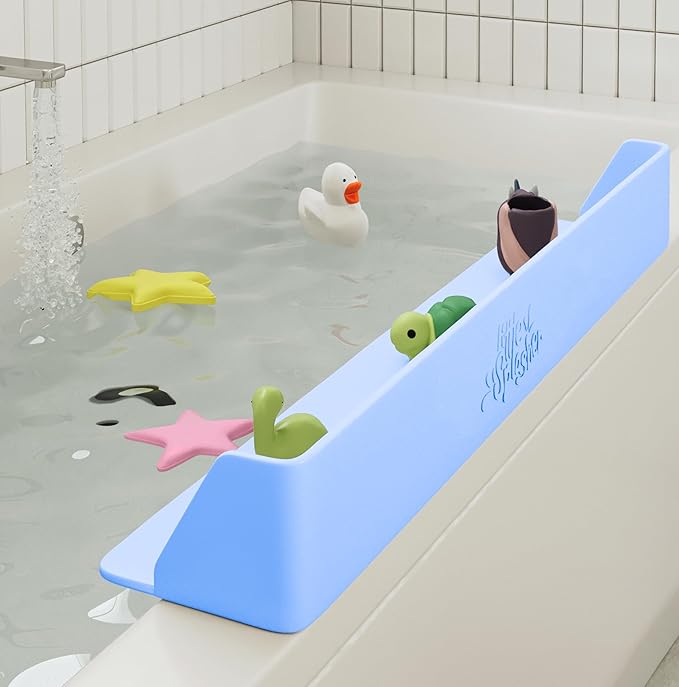 PlayPad, 3-Ft Long with SplashGuard For Bathtub, 5-Inch Tall - Kids Mess-Free Bath and No Leaks with Strong Suction Cups - Ocean Blue