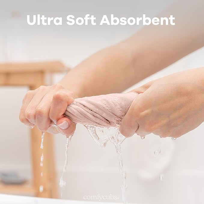 Comfy Cubs Muslin Baby Washcloths 6 Pack - Soft 6-Layer Cotton Wash Cloths for Sensitive Skin - 10"x10" Large, Gentle, Absorbent Infant Essentials for Newborn and Toddlers - Multicolor