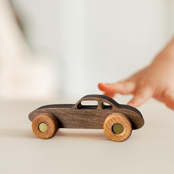 BUSY PUZZLE Wooden Toy Car and Truck Set Montessori Toys for Toddlers Handmade from Natural Wood Gift for Boys and Girls