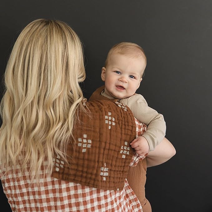 Mebie Baby Burp Cloths, Woods Print 3-Pack, Muslin Burp Cloth Set for Spit Up, Drool, and More, Boho Burp Cloths for Baby Boy and Girl, Baby Must Haves for Registry Lists and Gifts for Newborns