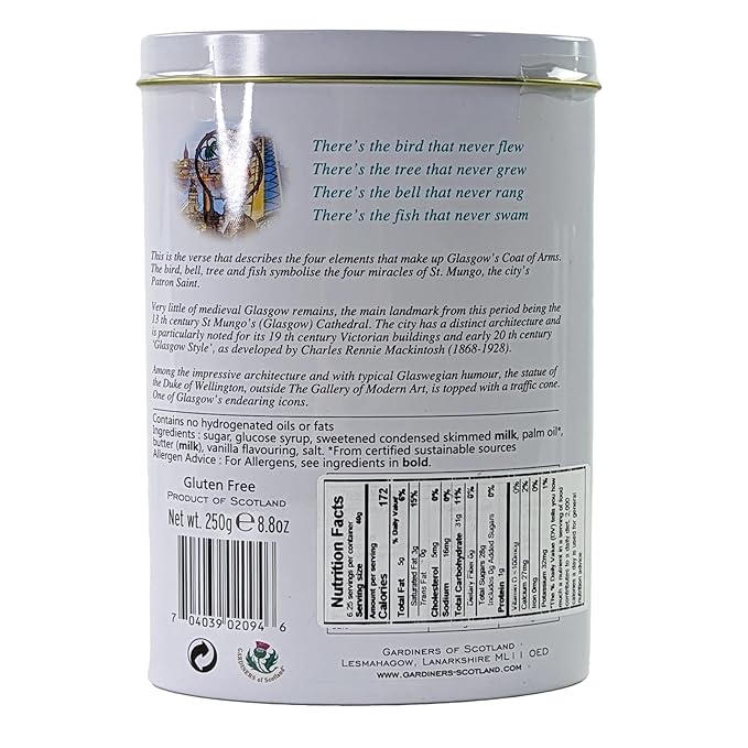 Gardiners of Scotland Handmade Fudge 250g Tin, City of Glasgow Vanilla Fudge