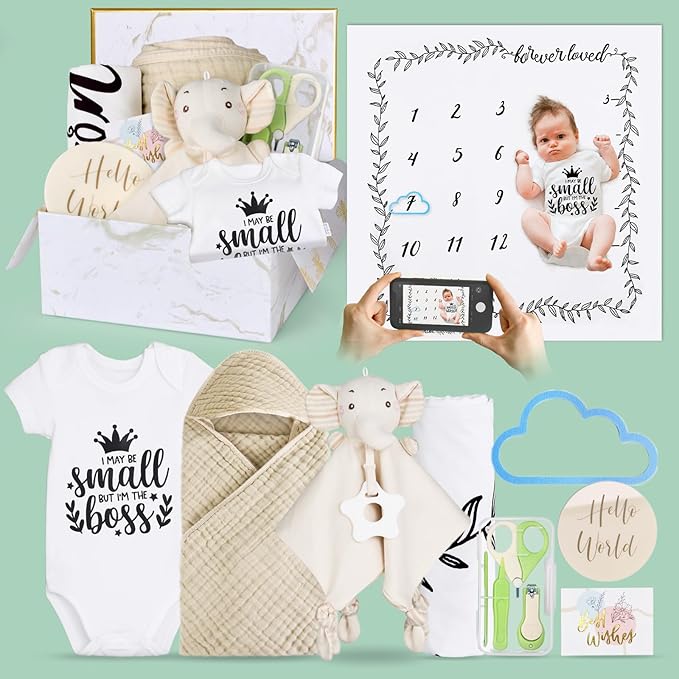 Gender Reveal Gifts,8Pcs for Newborn Boys&Girls, for First Time Expecting Parents to Be, Pregnancy Announcement & Baby Arrival Gift Basket