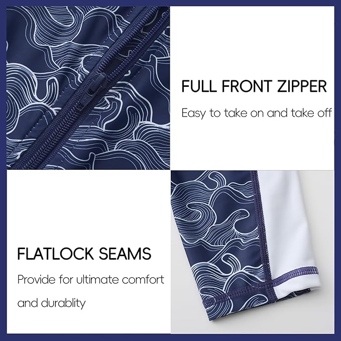 Baby Swimsuit UPF 50+ Sun Protection One Piece Zipper Beach Swimwear for Little Boys Girls Toddler