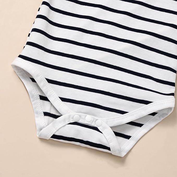 Baby Boy Clothes Newborn Outfits Stripe Romper Infant Cartoon Overall Adjustable Suspender Pants Set 0-18 Months