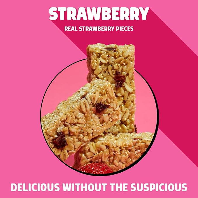JUNKLESS Chewy Granola Bar 4‑Flavor Variety Pack (24 Bars)–Non‑GMO, Gluten‑Free, Less Sugar Snack Bars— Chocolate Chip, Peanut Butter Chocolate Chip, Cinnamon Roll & Real Strawberry, 4 Boxes