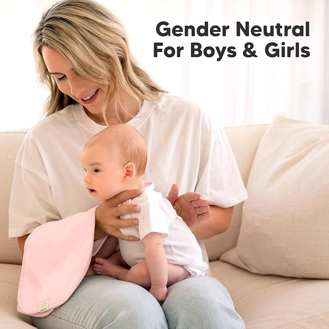 Organic Burp Cloths Baby Boy & Girl - 5-Pack Super Absorbent Cotton Burping Cloths for Babies, Soft & Plush Newborn Spit Up Rags, Infant Towels for Milk Spit Up, Unisex, Large 21" x 10" (Embrace)