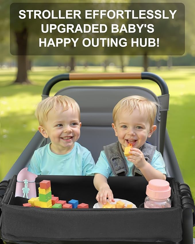 Stroller Snack Tray for Wonderfold Wagon W4 Series with Anti-Spill Cup Holders - Reinforced Frame Food Activity Tray, Waterproof Oxford Fabric,Stroller Attachment for Kids' Snacks & Drinks