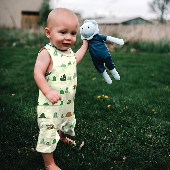 Babysoy Organic Pattern Print Tank Romper Shortall