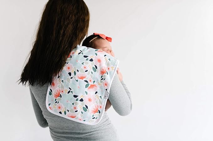 Copper Pearl Premium Baby Burp Cloths - 3-Pack Large Cotton Burp Cloths, Extra Soft Spit Up Rags with 3 Absorbent Layers, Perfect for Baby Girl Gifts (21" x 10" Size, Leilani Set)