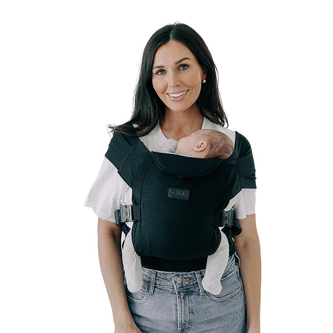 Tushbaby Pearl Wrap Carrier – Ergonomic Wrap for Newborns 8-20 lbs – Hands-Free Baby Carrier with Storage, Bottle Holder & Wipe Attachment – Soft, Breathable Fabric & Adjustable Fit – Easy On/Off