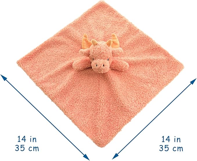 Baby Orange Dragon Soft Stuffed Animal Security Blanket, Plush Dinosaur Character Lovey Blanket, Baby Shower/Nursery Gift, Newborn Infant Toddler Snuggle Blankie for Boys Girls, 14 Inches