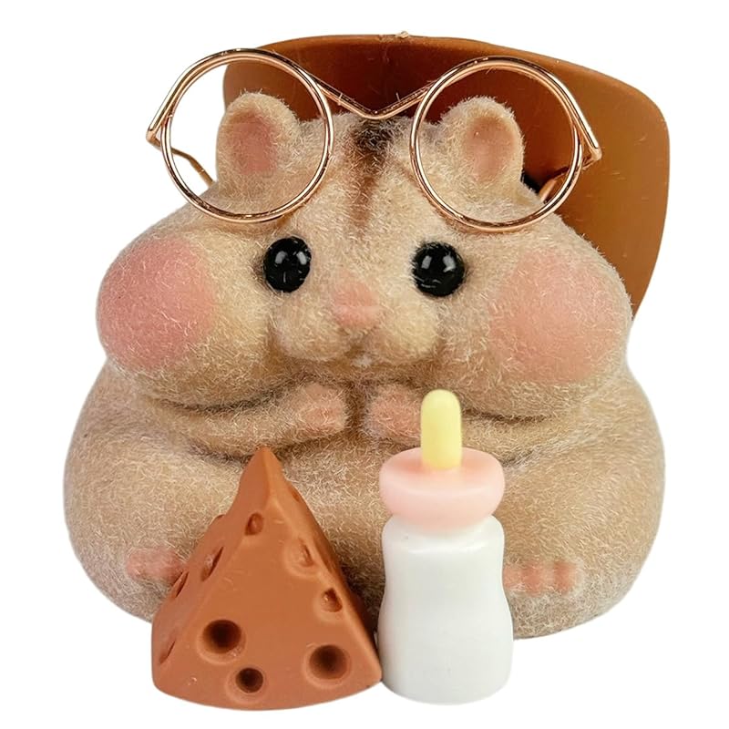 Handmade Taba Squishy Hamster Toy, Cute Squishy Hamster Fidget Toy, Realistic Hamster Toy, Soft Silicone Mochi Furry Toy, Stress Relief Gift for Adults & Kids, Sensory Anxiety Plushie(Brown)