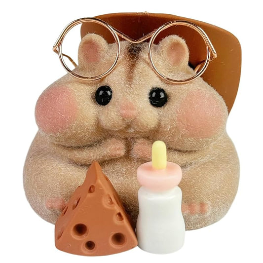 Handmade Taba Squishy Hamster Toy, Cute Squishy Hamster Fidget Toy, Realistic Hamster Toy, Soft Silicone Mochi Furry Toy, Stress Relief Gift for Adults & Kids, Sensory Anxiety Plushie(Brown)